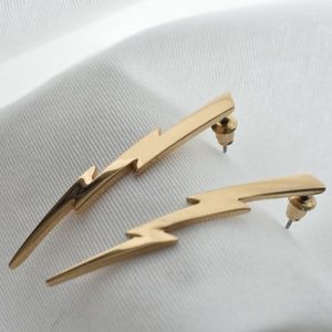 Lightening bolt statement earrings